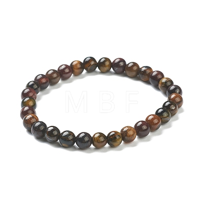 Natural Tiger Eye Beaded Stretch Bracelets BJEW-A117-B-43-1