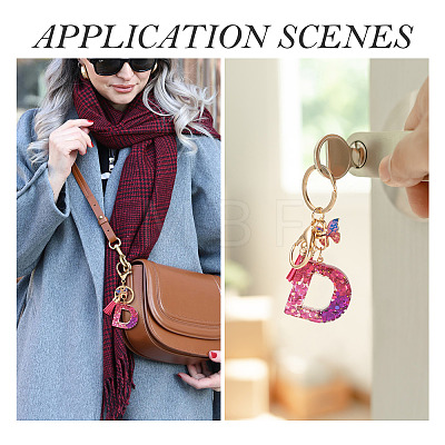 Alloy Resin Butterfly Keychains KEYC-TADJ0002-02G-D-1