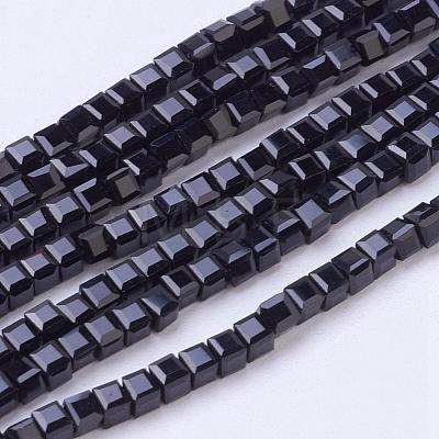 Cube Shaped Crystal Glass Beads Strands GLAA-F012-A02-1