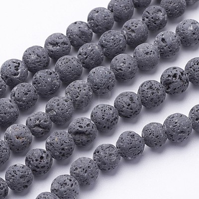 Unwaxed Natural Lava Rock Bead Strands X-G-F309-12mm-1