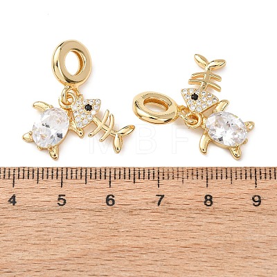 Ocean Brass Pave Clear Cubic Zirconia European Dangle Charms KK-H278-03G-04-1