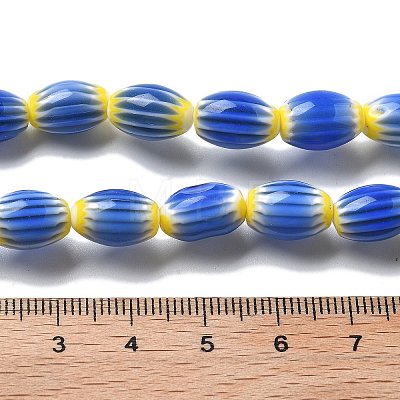 Handmade Millefiori Lampwork Beads Strands LAMP-F035-12O-1