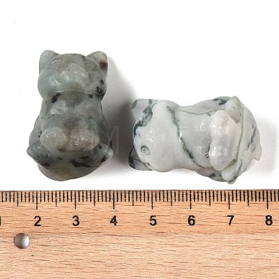 Natural Mixed Gemstone Carved Cat Figurines DJEW-M015-04-1