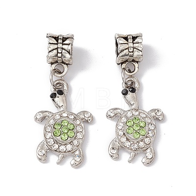 Tortoise Alloy Rhinestone European Dangle Charms ALRI-E002-01AS-01-1