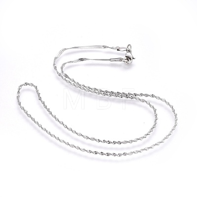 Non-Tarnish 304 Stainless Steel Singapore Chain Necklaces LS-NJEW-F248-14A-P-1