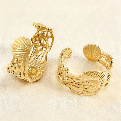 Ocean Animals 304 Stainless Steel Cuff Open Rings OU3325-14-1