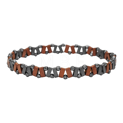 Synthetic Non-magnetic Hematite Beaded Stretch Bracelets for Men WG36233-02-1