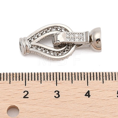 Brass Micro Pave Clear Cubic Zirconia Fold Over Clasps KK-C075-01P-1