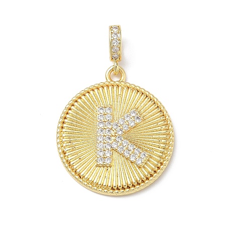 Brass Micro Pave Clear Cubic Zirconia Pendants KK-L253-17G-K-1