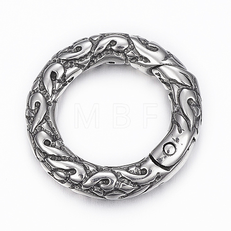 316 Surgical Stainless Steel Textured Spring Gate Rings X-STAS-K153-A-59AS-1