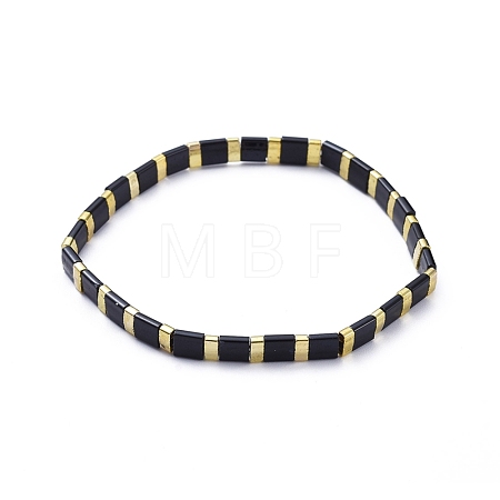 Rectangle Glass Seed Beads Stretch Bracelets BJEW-JB05297-01-1