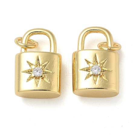 Rack Plating Brass Micro Pave Cubic Zirconia Pendants KK-K392-27G-1