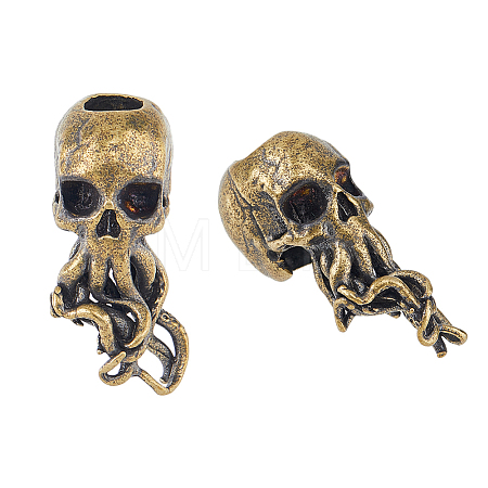 2Pcs Brass European Beads KK-FH0007-06AB-1