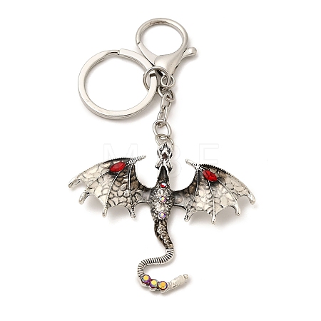 Dragon Alloy Rhinestone Pendant Keychains KEYC-G065-01D-1