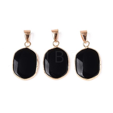 Natural Black Onyx(Dyed & Heated) Pendants G-N349-04A-G-1