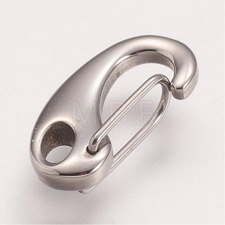 Tarnish Resistant 304 Stainless Steel Push Gate Snap Keychain Clasp Findings STAS-F083-07P-1