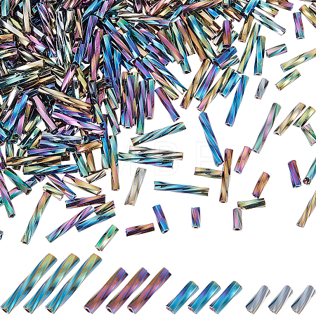 2000Pcs 4 Style Glass Twisted Bugle Beads SEED-CN0001-45-1