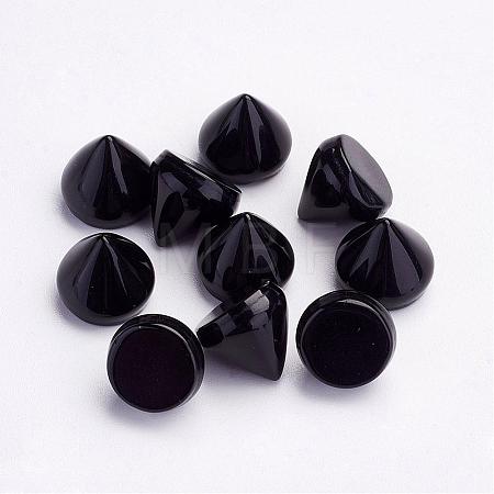 Natural Black Agate Cabochons G-P287-B04-1
