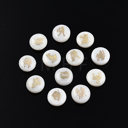 12Pcs 12 Patterns Natural Freshwater Shell Beads SHEL-N003-32-1