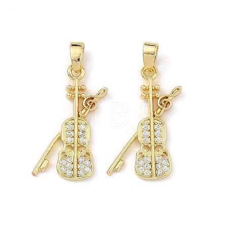 Brass Micro Pave Clear Cubic Zirconia Pendants CU-L277-09G-1