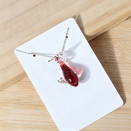 Ocean Handmade Lampwork Whale Pendant 201 Stainless Steel Cable Chain Necklaces WG91903-04-1