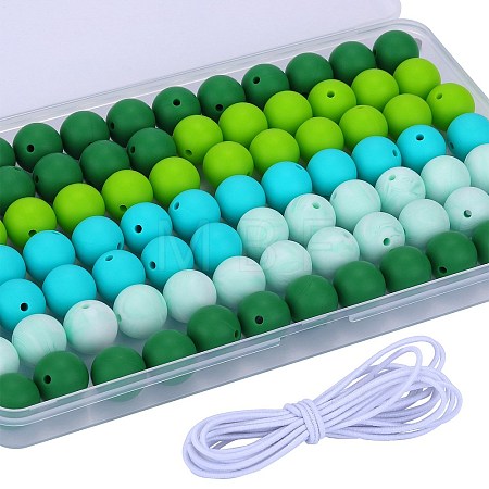 80Pcs 4 Style Round Silicone Focal Beads SIL-SZ0001-22C-1