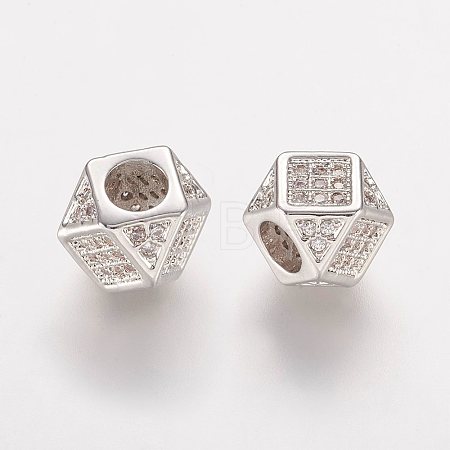 Brass Micro Pave Cubic Zirconia Beads ZIRC-K063-20P-1