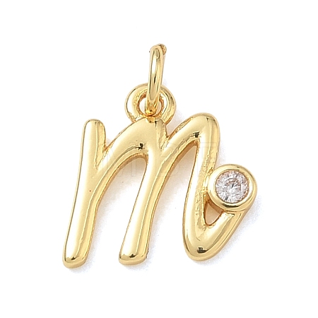 Brass Micro Pave Clear Cubic Zirconia Charms KK-D289-66G-M-1