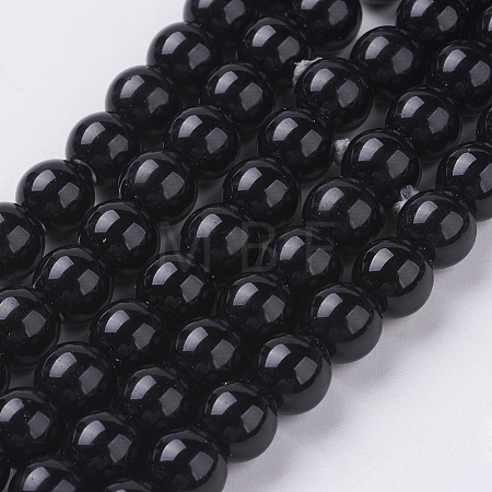 Synthetic Black Stone Beads Strands G-G088-8mm-1