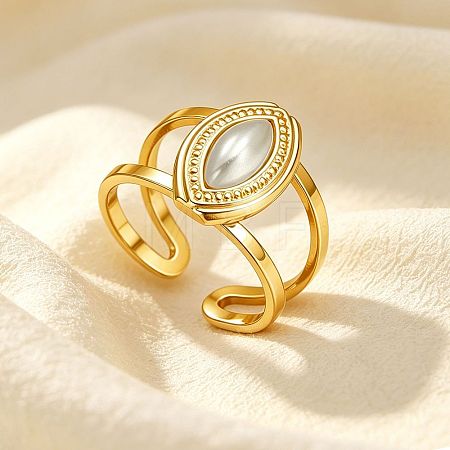 304 Stainless Steel Cuff Open Rings for Women SA-CBA4D5F-02G-1