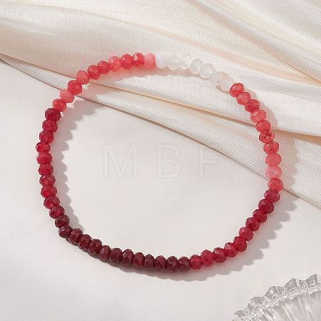 Dyed Natural Malaysia Jade Rondelle Beads Stretch Bracelets for Women BJEW-JB13042-02-1