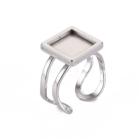Tarnish Resistant 201 Stainless Steel Cuff Pad Ring Settings STAS-S080-041A-P-1