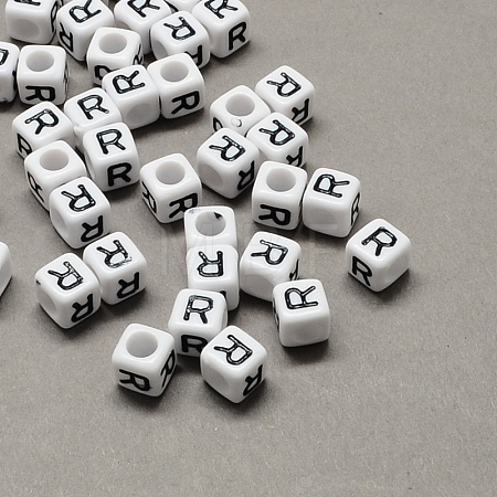 Large Hole Acrylic Letter European Beads SACR-Q103-7mm-01R-1