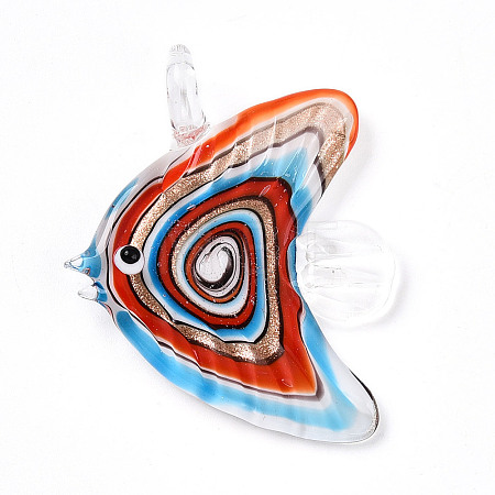 Handmade Gold Sand Lampwork Big Pendants LAMP-T023-06A-1