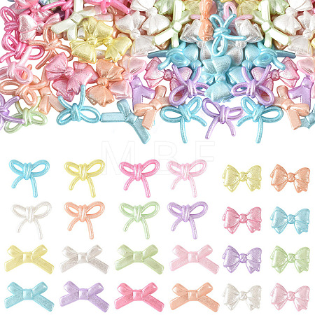 90Pcs 3 Styles Spray Painted Textured Opaque Acrylic Beads OACR-YW0004-70-1