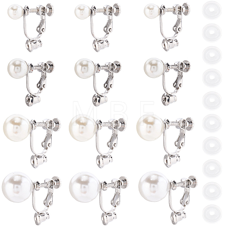 24Pcs 4 Styles 316 Surgical Stainless Steel Clip-on Earring Converters Findings STAS-SC0010-35P-1