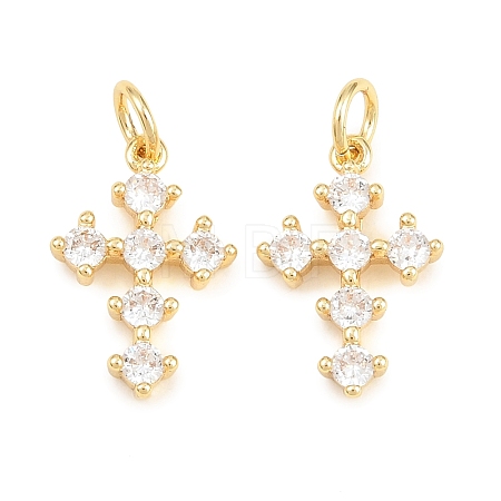 Easter Brass Micro Pave Clear Cubic Zirconia Pendants KK-P353-09G-1