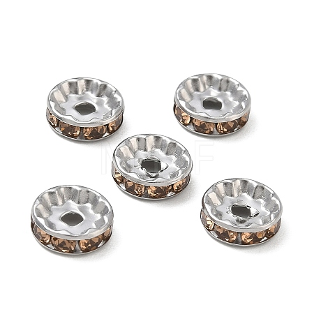 304 Stainless Steel Rhinestone Spacer Beads RB-CBA18B7-01P-09-1