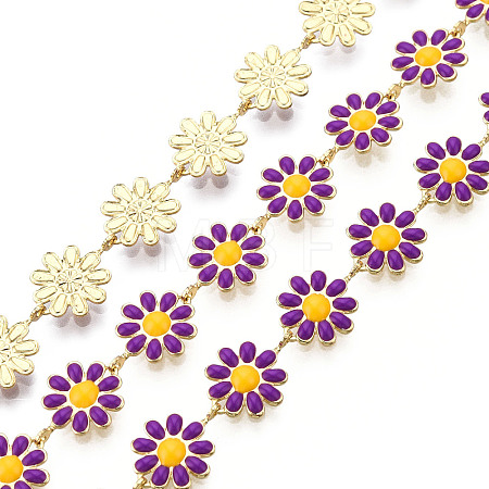 Brass Flower Link Chains CHC-N018-098D-1