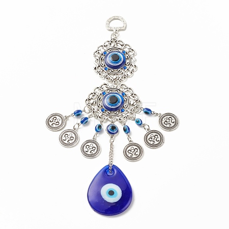 Teardrop Glass Turkish Blue Evil Eye Pendant Decoration HJEW-I008-03AS-1