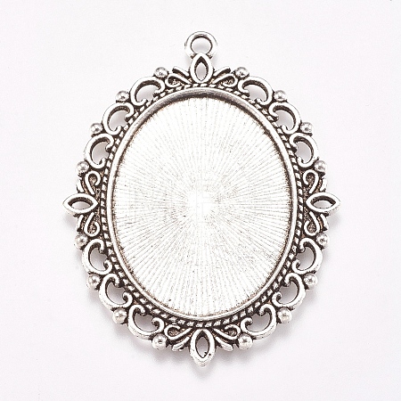 Tibetan Style Oval Pendant Cabochon Settings LS-TIBE-473-AS-NR-1