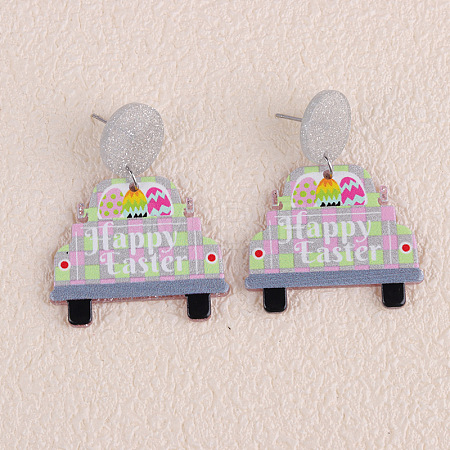 Easter Acrylic Glitter Powder Dangle Stud Earrings FS-WG58748-12-1