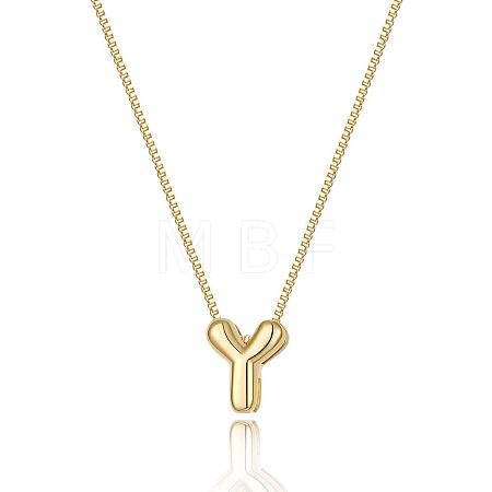 Brass Initial Pendant Box Chain Necklaces for Women FS-WG5C822-25-1