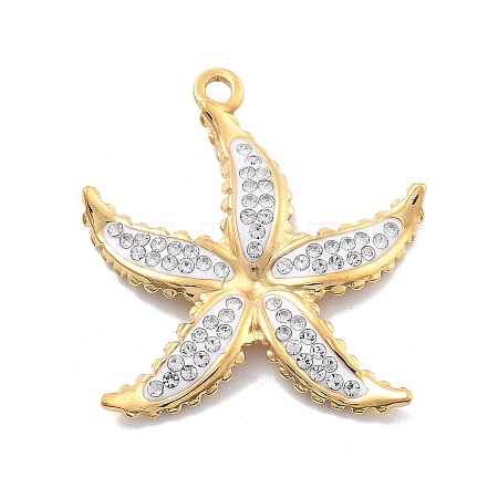 304 Stainless Steel Polymer Clay Rhinestone Pendants RESI-R155-012G-02-1