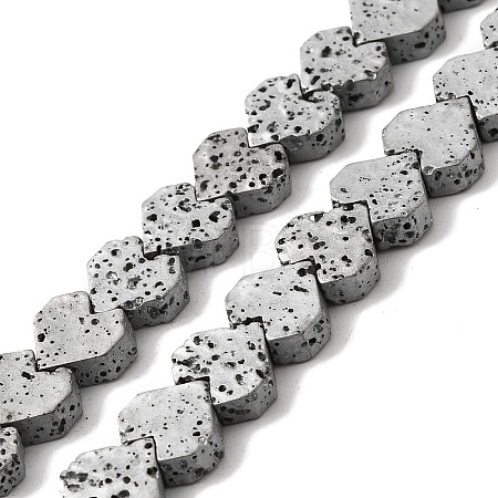 Electroplated Natural Lava Rock Beads Strands G-Q1009-G01-01C-1