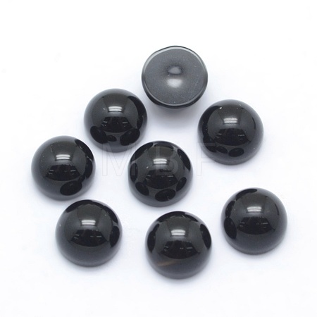 Natural Dyed & Heated Black Agate Cabochons G-P393-R02-6mm-1