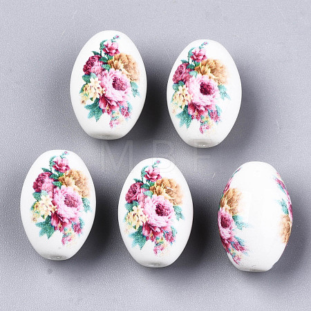 Printed & Spray Painted Opaque Glass Beads GLAA-S047-07B-D03-1