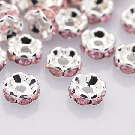Brass Rhinestone Spacer Beads RB-A014-L8mm-27S-NF-1