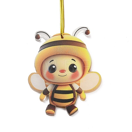 Cute Bees Acrylic Pendant Decoration HJEW-G026-01B-1