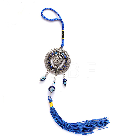 Alloy Owl Lucky Blue Turkish Evil Eye Pendant Wall Hanging Ornament ANIM-PW0003-064-1
